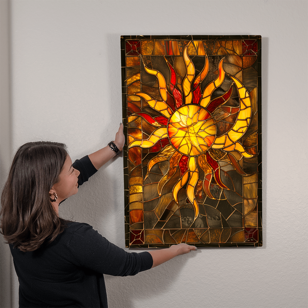 Sun & Moon – Stained Glass Style Metal Wall Art