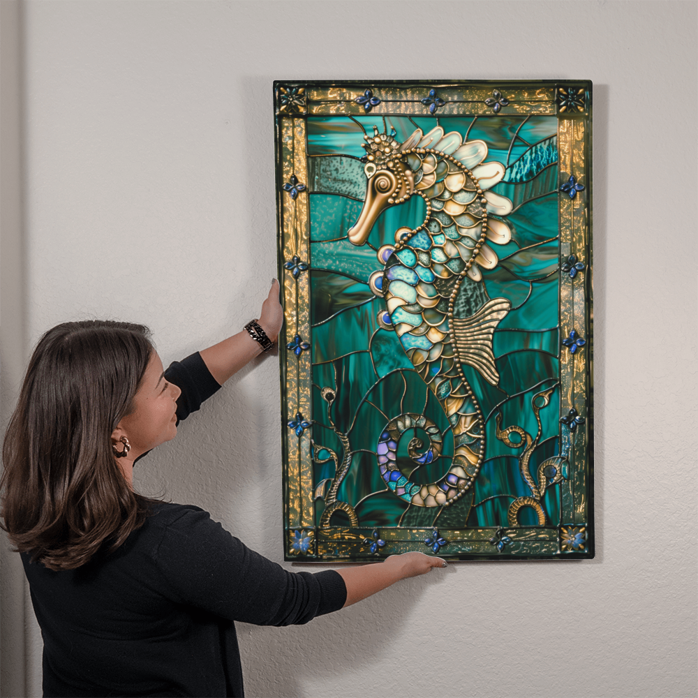 Seahorse – Stained Glass Style Metal Wall Art