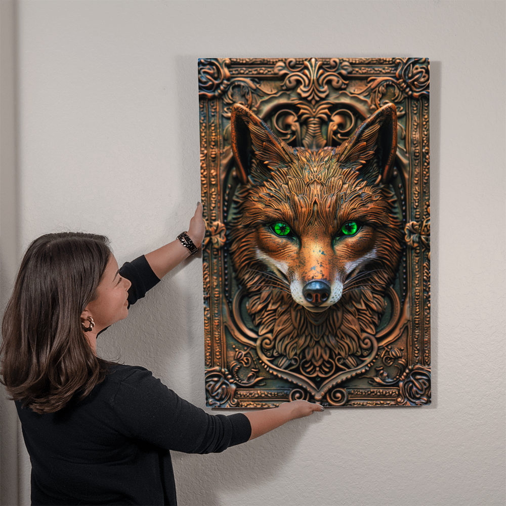 Sylvara | Fox Metal Wall Art – High Gloss Print with Embossed-Style Detail (Not 3D)