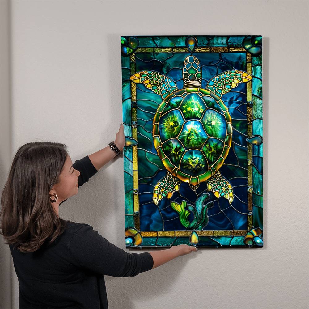 Sea Turtle – Stained Glass Style Metal Wall Art