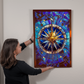 Celestial Compass – Stained Glass Style Metal Wall Art
