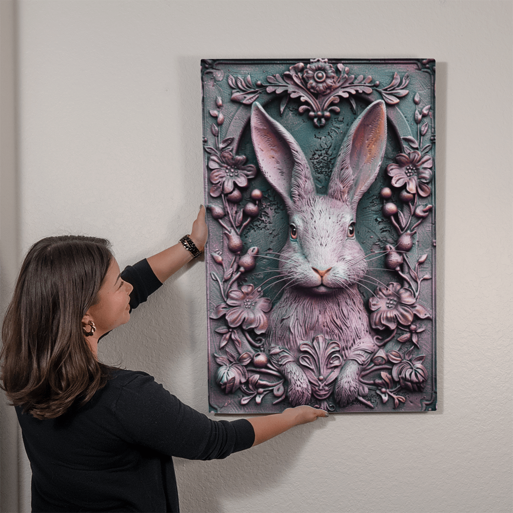 Thistelle | Rabbit Metal Wall Art – High Gloss Print with Embossed-Style Detail (Not 3D)