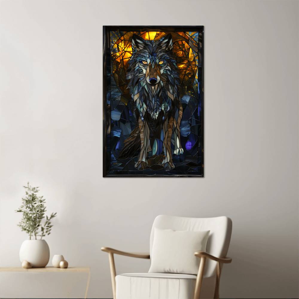 Wolf – Stained Glass Style Metal Wall Art