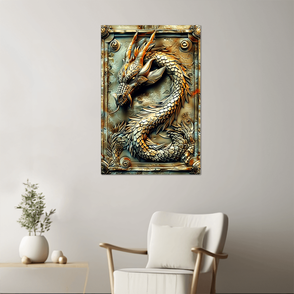 Ashbane | Dragon Metal Wall Art – High Gloss Print with Gothic Frame Detail (Not 3D Embossed)