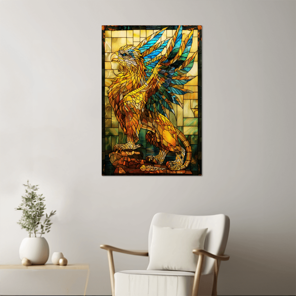 Griffin – Stained Glass Style Metal Wall Art