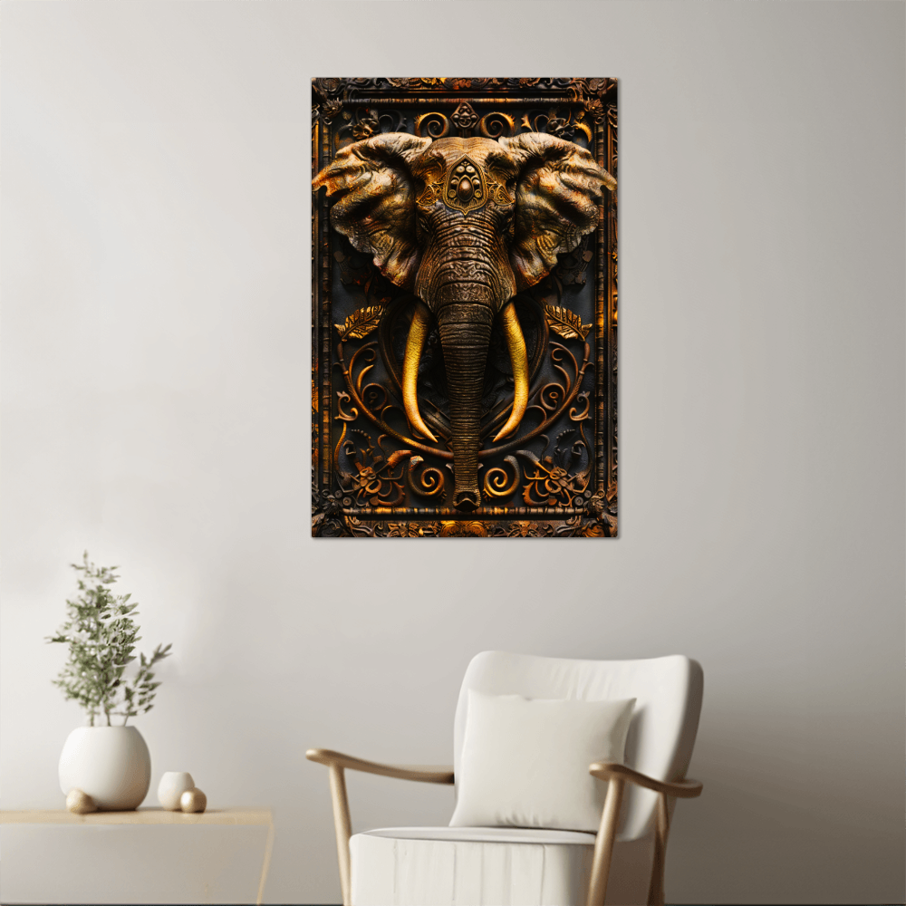 Aurembra | Elephant Metal Wall Art – High Gloss Print with Embossed-Style Detail (Not 3D)