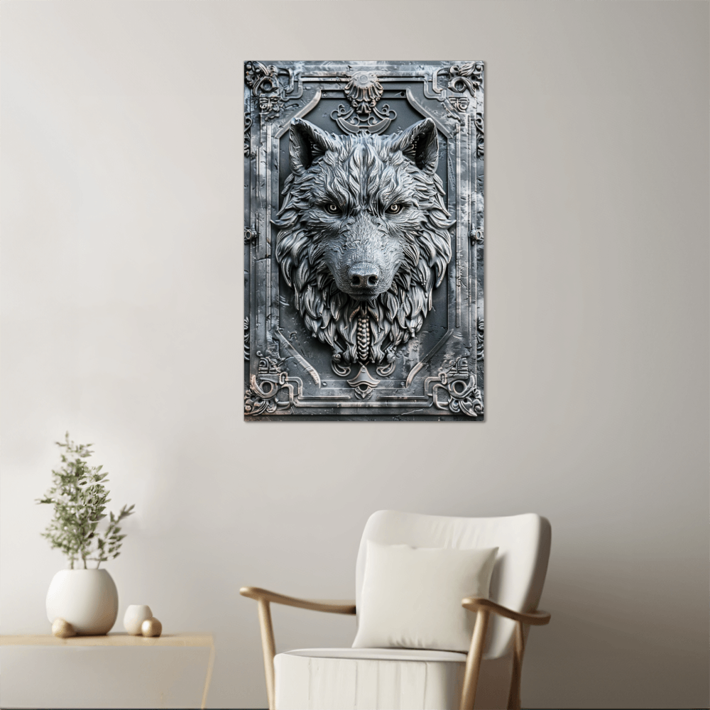 Vorenth | Wolf Metal Wall Art – High Gloss Print with Embossed-Style Detail (Not 3D)