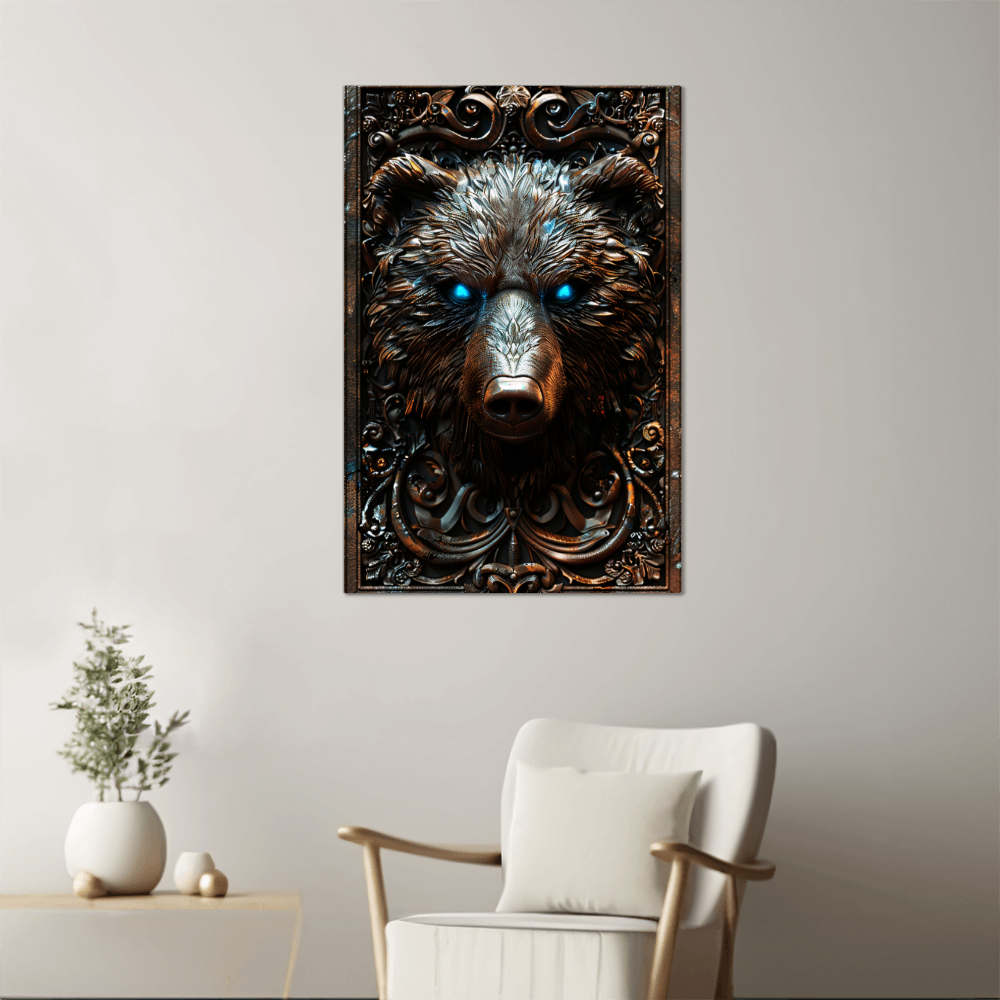 Bravorn | Bear Metal Wall Art – High Gloss Print with Embossed-Style Detail (Not 3D)