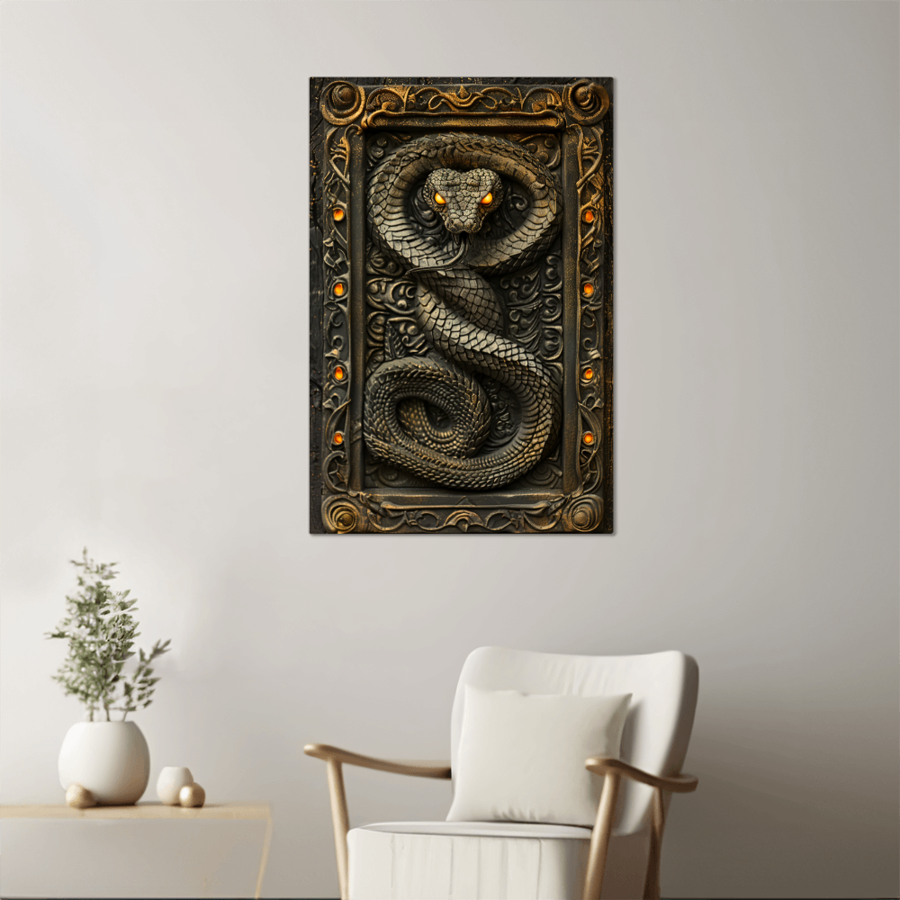 Virexis | Serpent Metal Wall Art – High Gloss Print with Embossed-Style Detail (Not 3D)