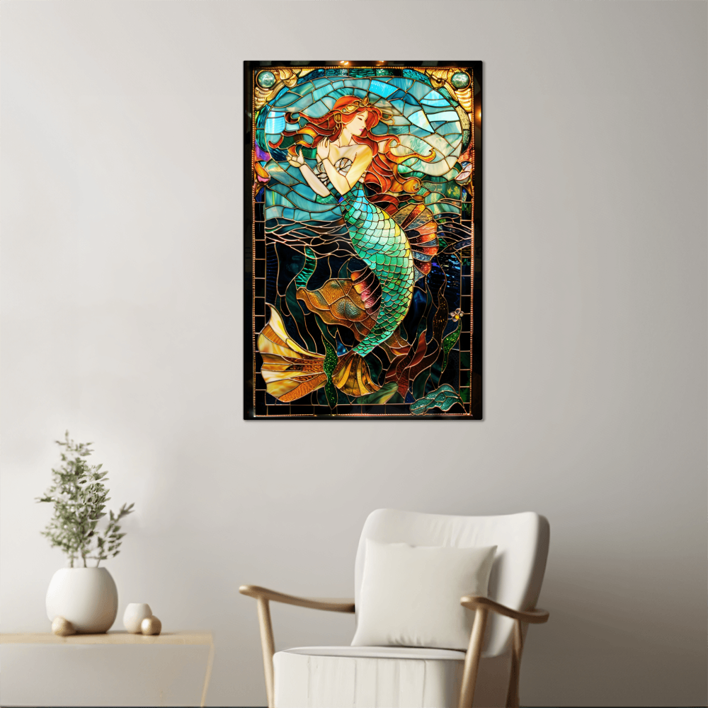 Mermaid – Stained Glass Style Metal Wall Art
