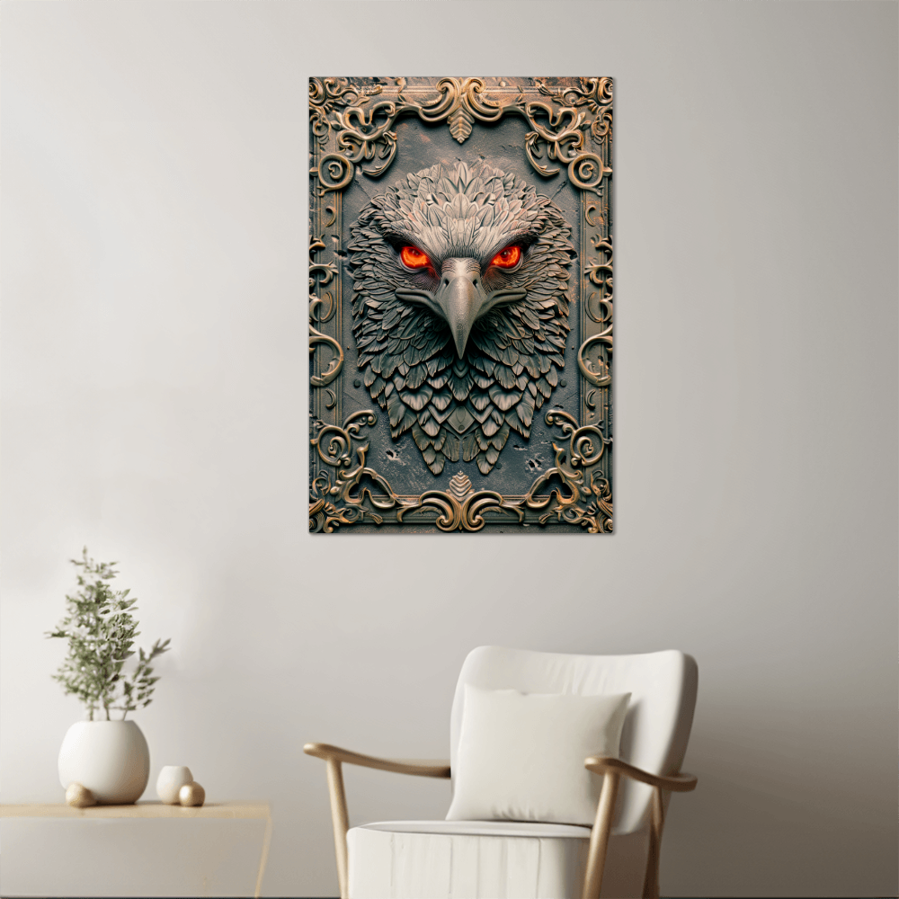 Pyrrhos | Falcon Metal Wall Art – High Gloss Print with Embossed-Style Detail (Not 3D)