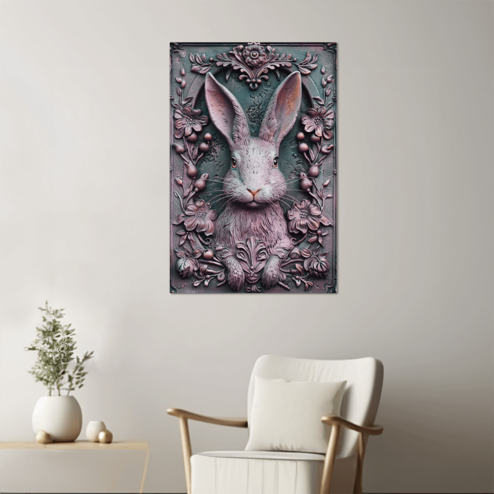 Thistelle | Rabbit Metal Wall Art – High Gloss Print with Embossed-Style Detail (Not 3D)