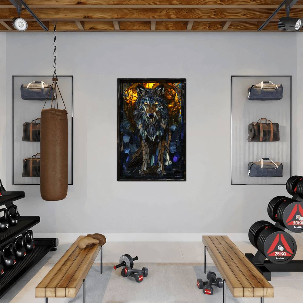 Wolf – Stained Glass Style Metal Wall Art