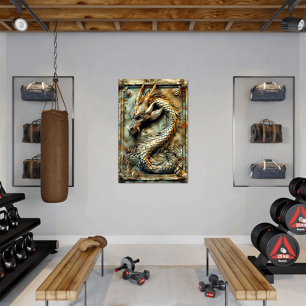Ashbane | Dragon Metal Wall Art – High Gloss Print with Gothic Frame Detail (Not 3D Embossed)