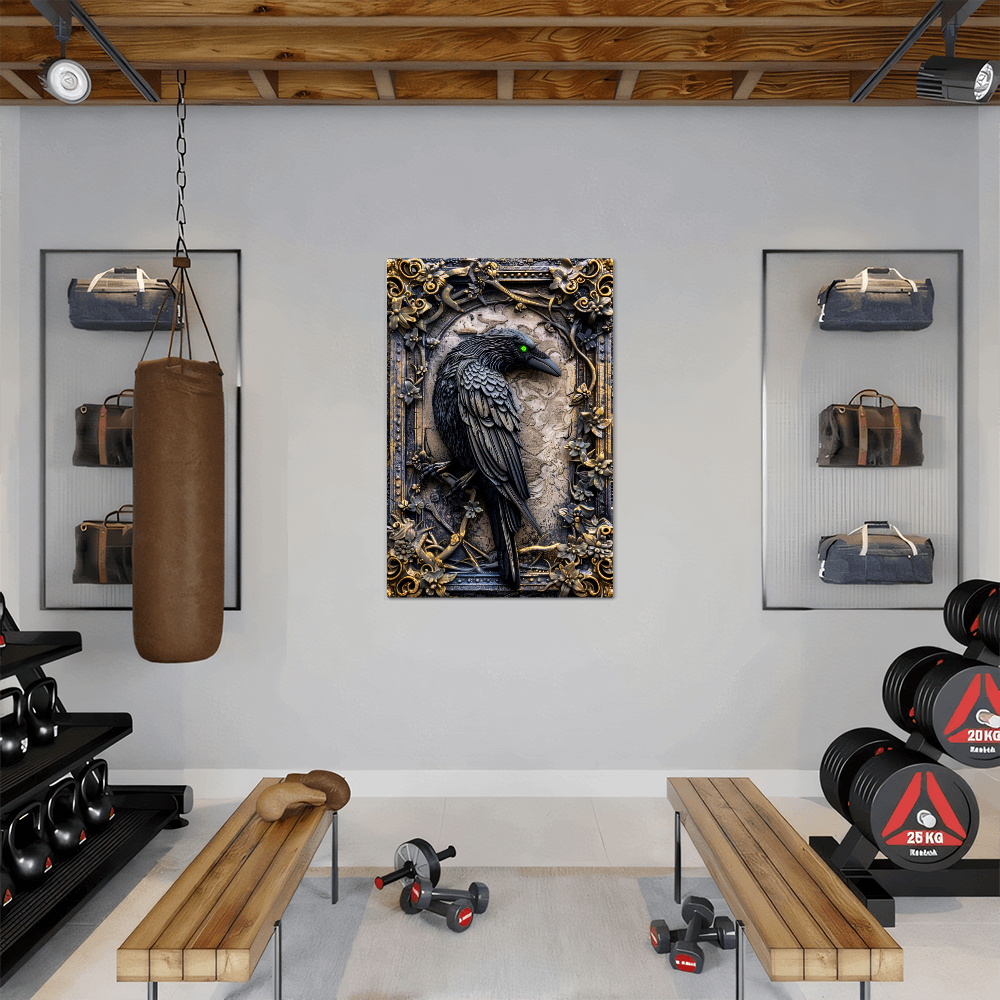Corvex | Raven Metal Wall Art – High Gloss Print with Embossed-Style Detail (Not 3D)