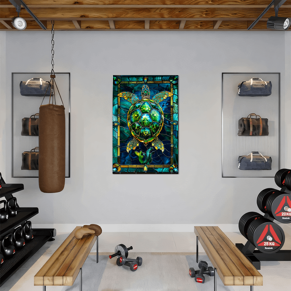 Sea Turtle – Stained Glass Style Metal Wall Art
