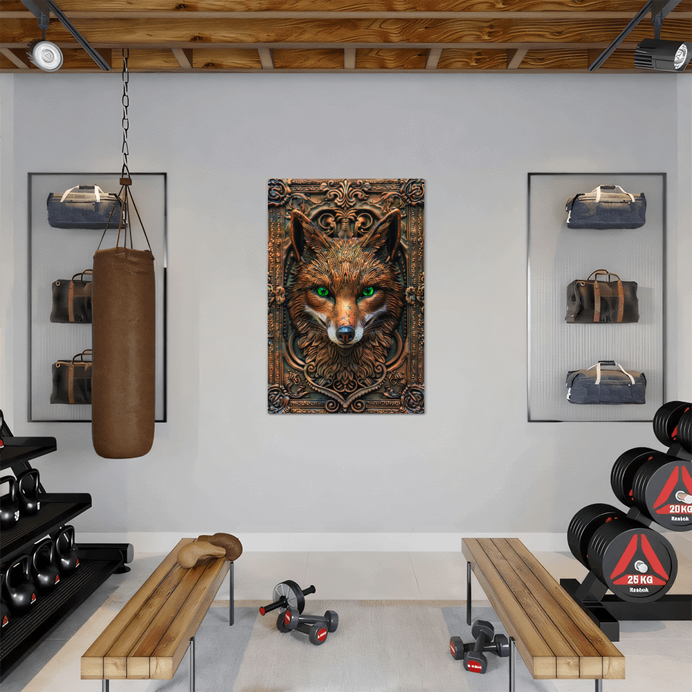 Sylvara | Fox Metal Wall Art – High Gloss Print with Embossed-Style Detail (Not 3D)