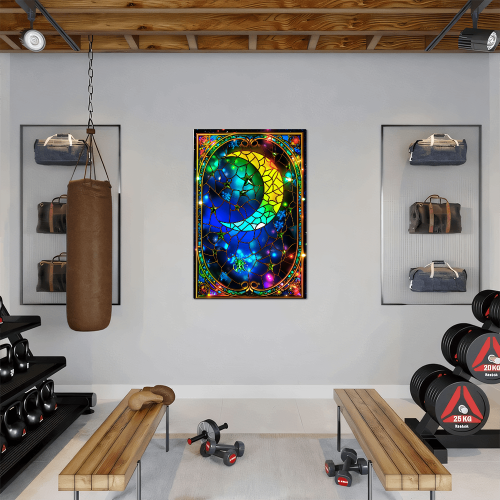 Crescent Moon – Stained Glass Style Metal Wall Art
