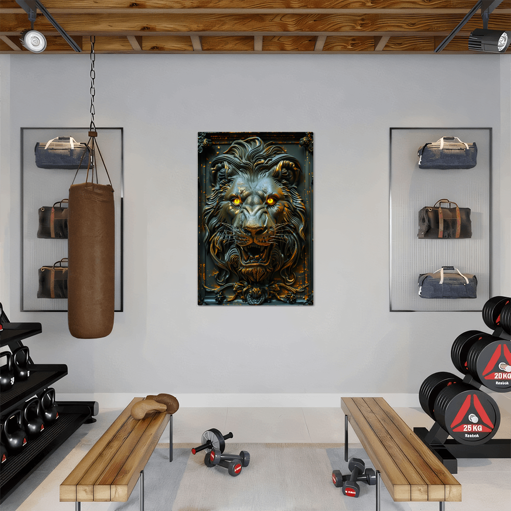 Thalor | Lion Metal Wall Art – High Gloss Print with Embossed-Style Detail (Not 3D)