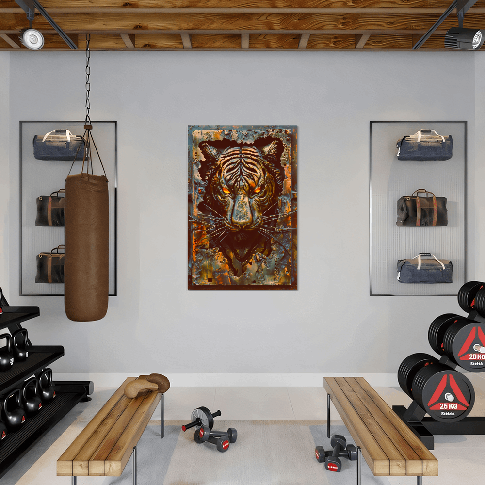 Rhaegor | Tiger Metal Wall Art – High Gloss Print with Embossed-Style Detail (Not 3D)