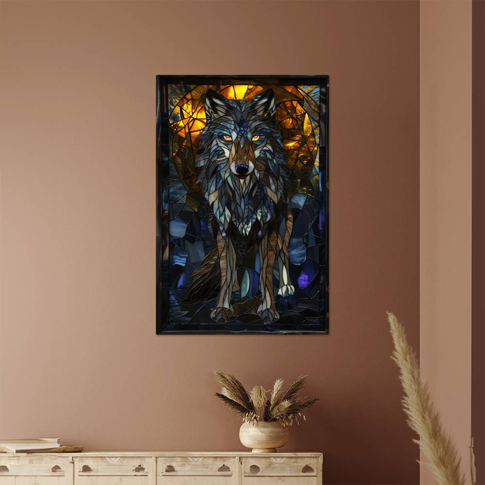 Wolf – Stained Glass Style Metal Wall Art