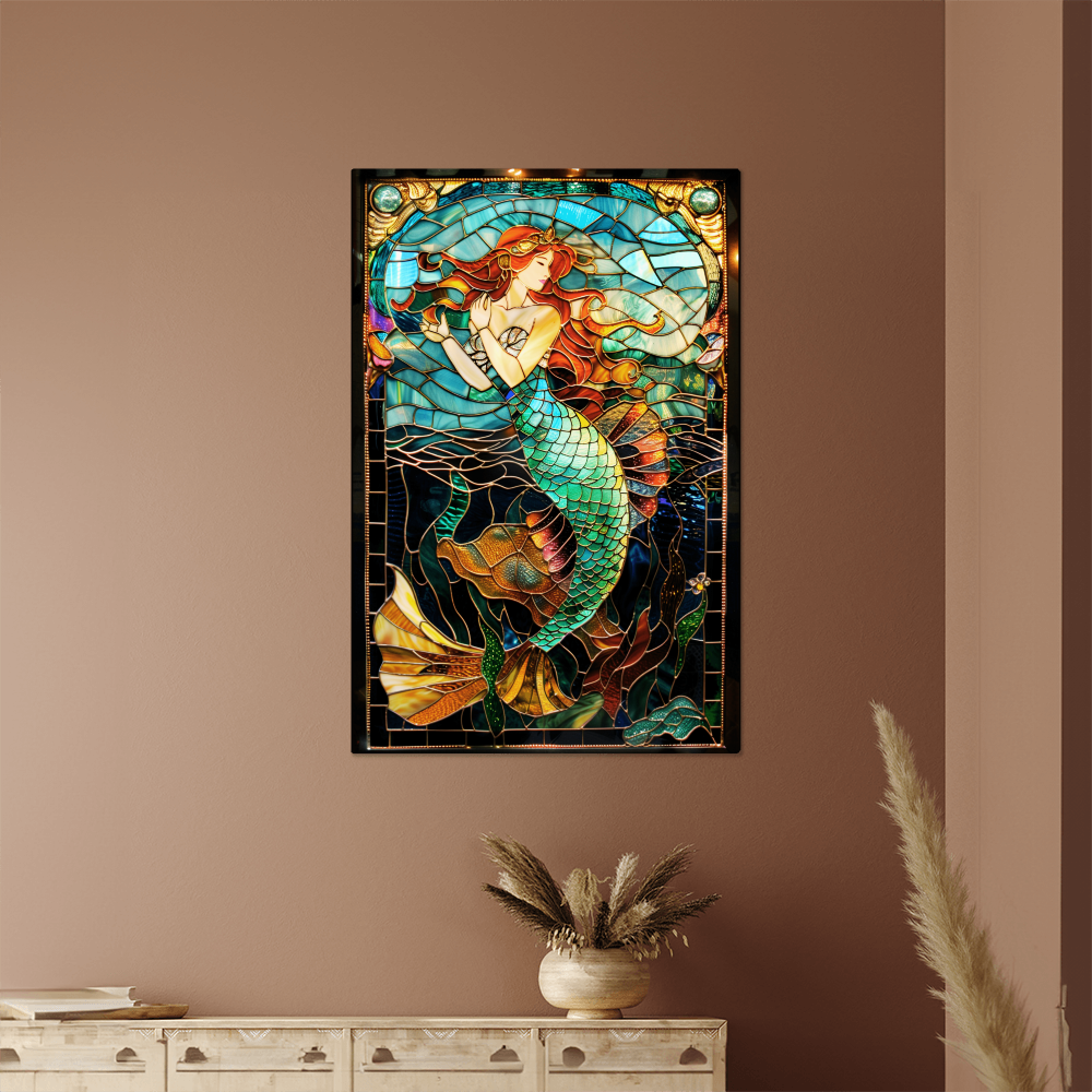 Mermaid – Stained Glass Style Metal Wall Art