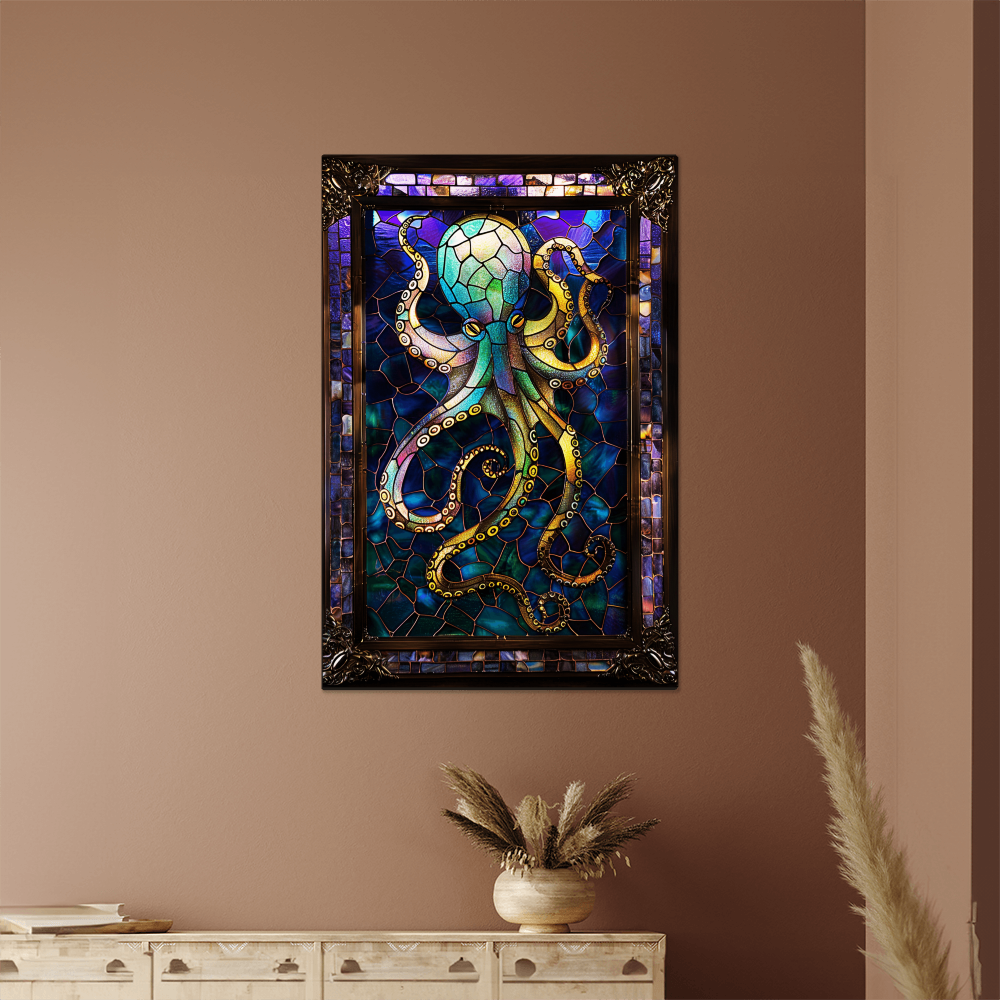 Octopus – Stained Glass Style Metal Wall Art