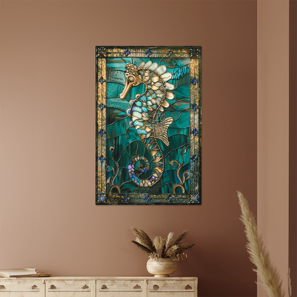 Seahorse – Stained Glass Style Metal Wall Art