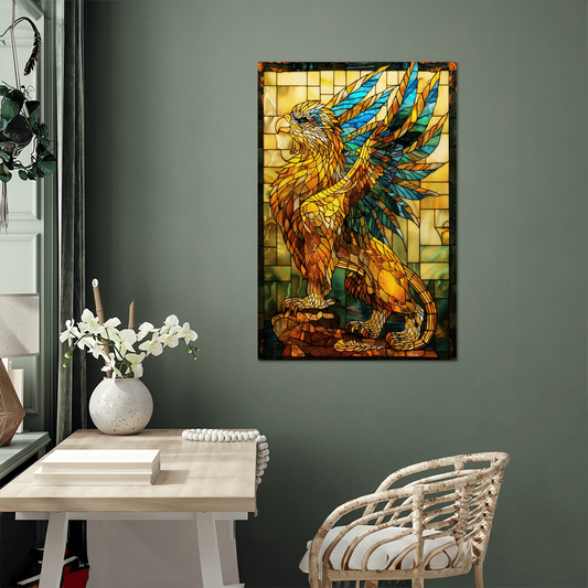 Griffin – Stained Glass Style Metal Wall Art