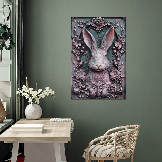 Thistelle | Rabbit Metal Wall Art – High Gloss Print with Embossed-Style Detail (Not 3D)