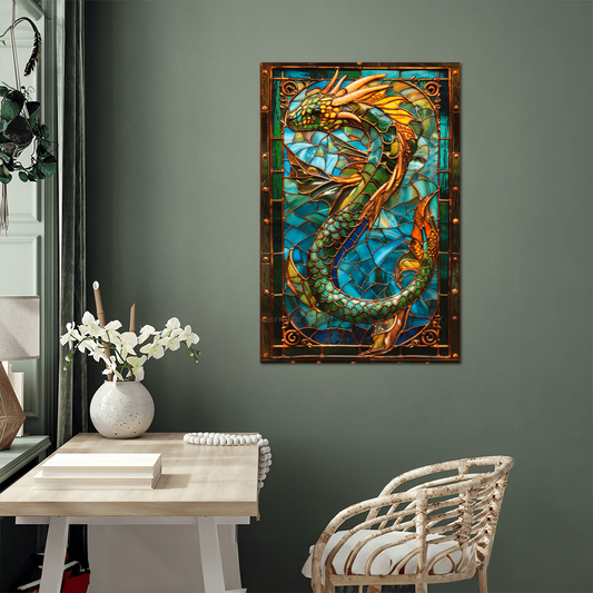 Sea Serpent – Stained Glass Style Metal Wall Art