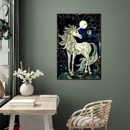 Unicorn – Stained Glass Style Metal Wall Art