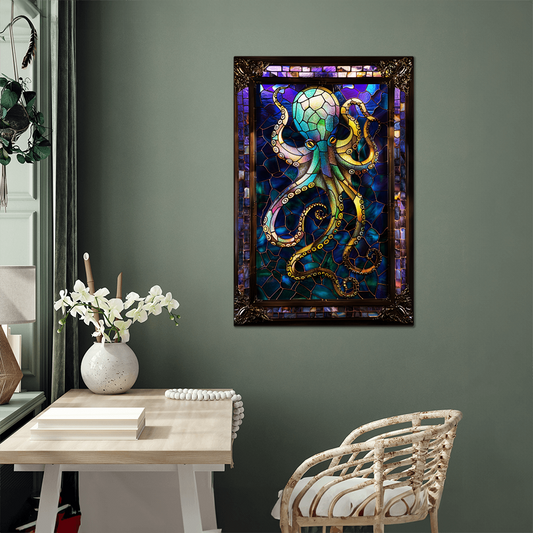 Octopus – Stained Glass Style Metal Wall Art