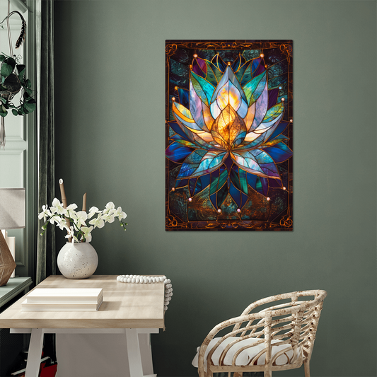 Lotus Flower – Stained Glass Style Metal Wall Art