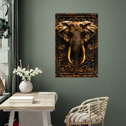 Aurembra | Elephant Metal Wall Art – High Gloss Print with Embossed-Style Detail (Not 3D)