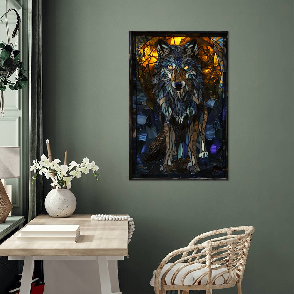 Wolf – Stained Glass Style Metal Wall Art