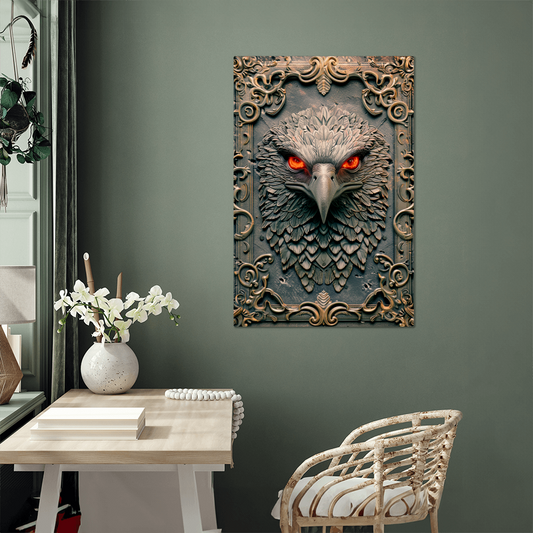 Pyrrhos | Falcon Metal Wall Art – High Gloss Print with Embossed-Style Detail (Not 3D)