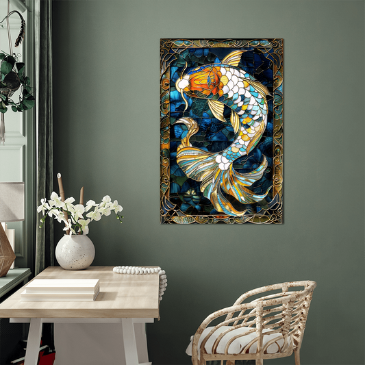 Koi Fish – Stained Glass Style Metal Wall Art