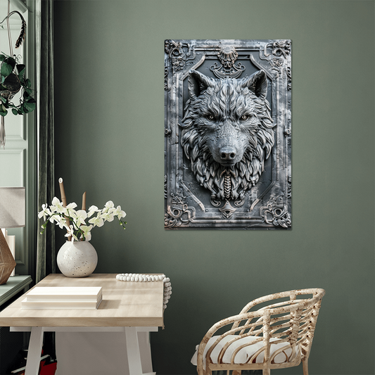Vorenth | Wolf Metal Wall Art – High Gloss Print with Embossed-Style Detail (Not 3D)