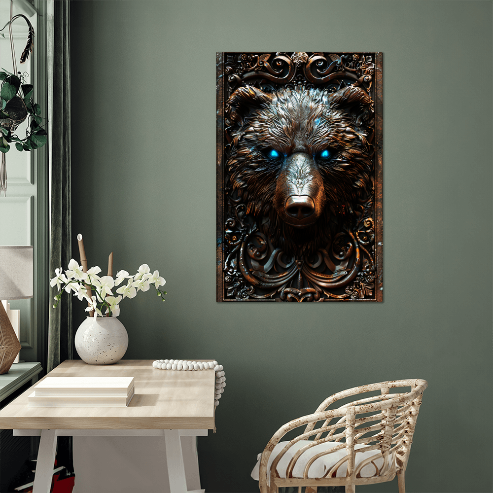 Bravorn | Bear Metal Wall Art – High Gloss Print with Embossed-Style Detail (Not 3D)