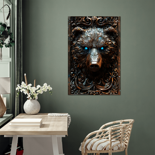 Bravorn | Bear Metal Wall Art – High Gloss Print with Embossed-Style Detail (Not 3D)