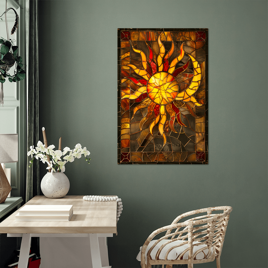 Sun & Moon – Stained Glass Style Metal Wall Art