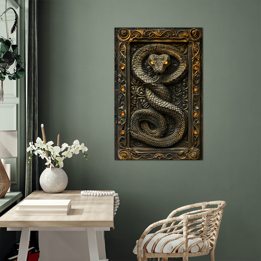 Virexis | Serpent Metal Wall Art – High Gloss Print with Embossed-Style Detail (Not 3D)