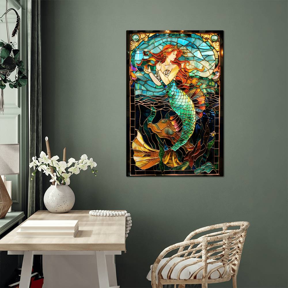 Mermaid – Stained Glass Style Metal Wall Art