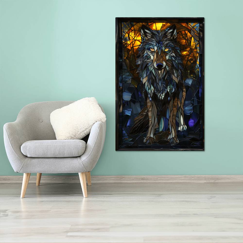 Wolf – Stained Glass Style Metal Wall Art
