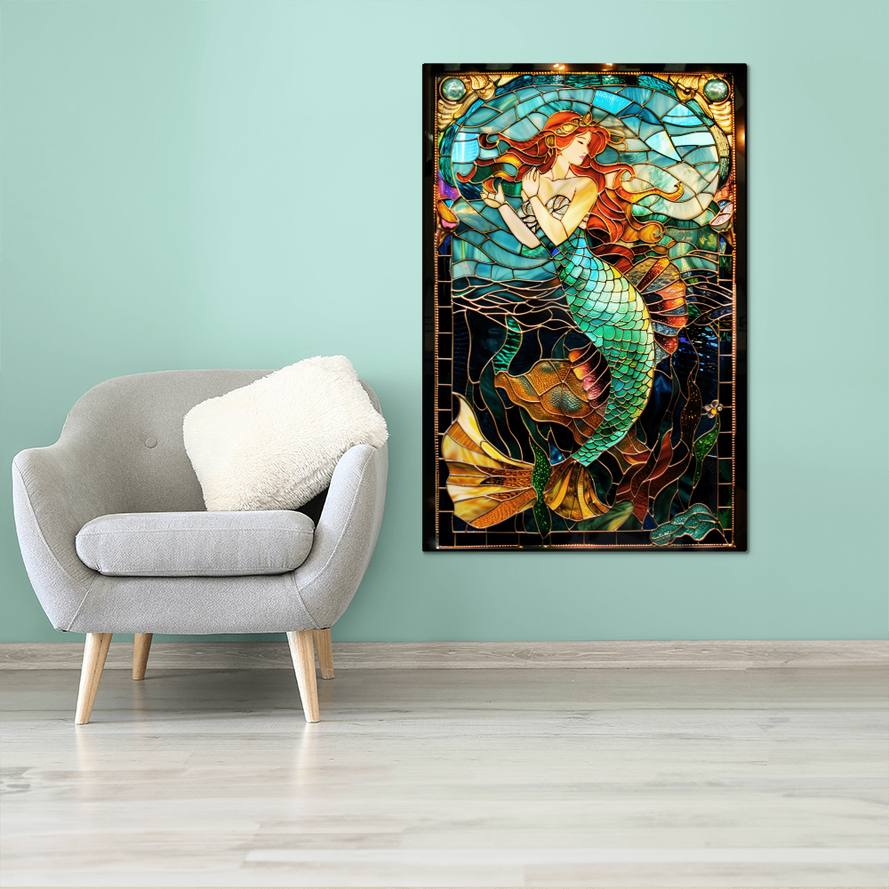 Mermaid – Stained Glass Style Metal Wall Art