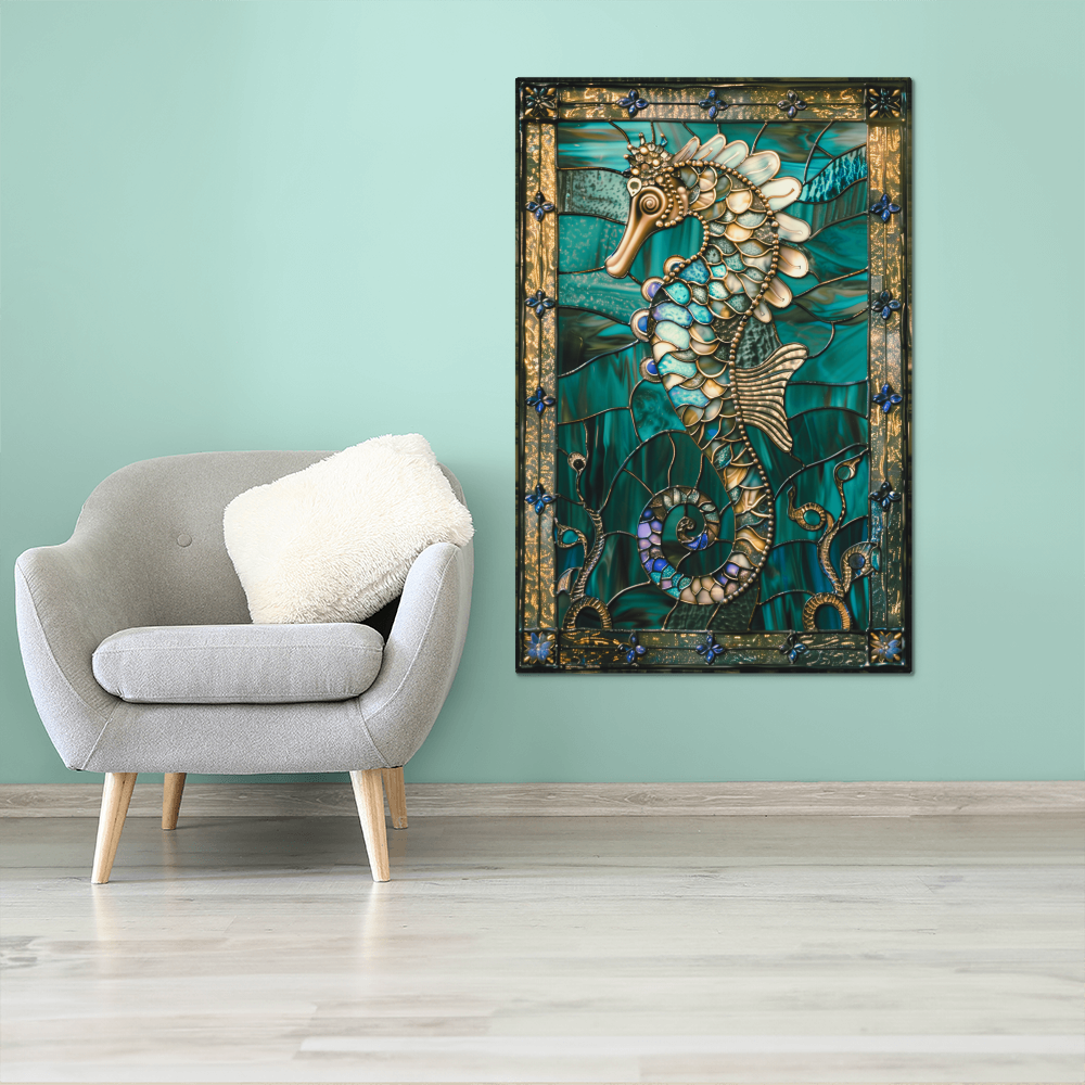 Seahorse – Stained Glass Style Metal Wall Art