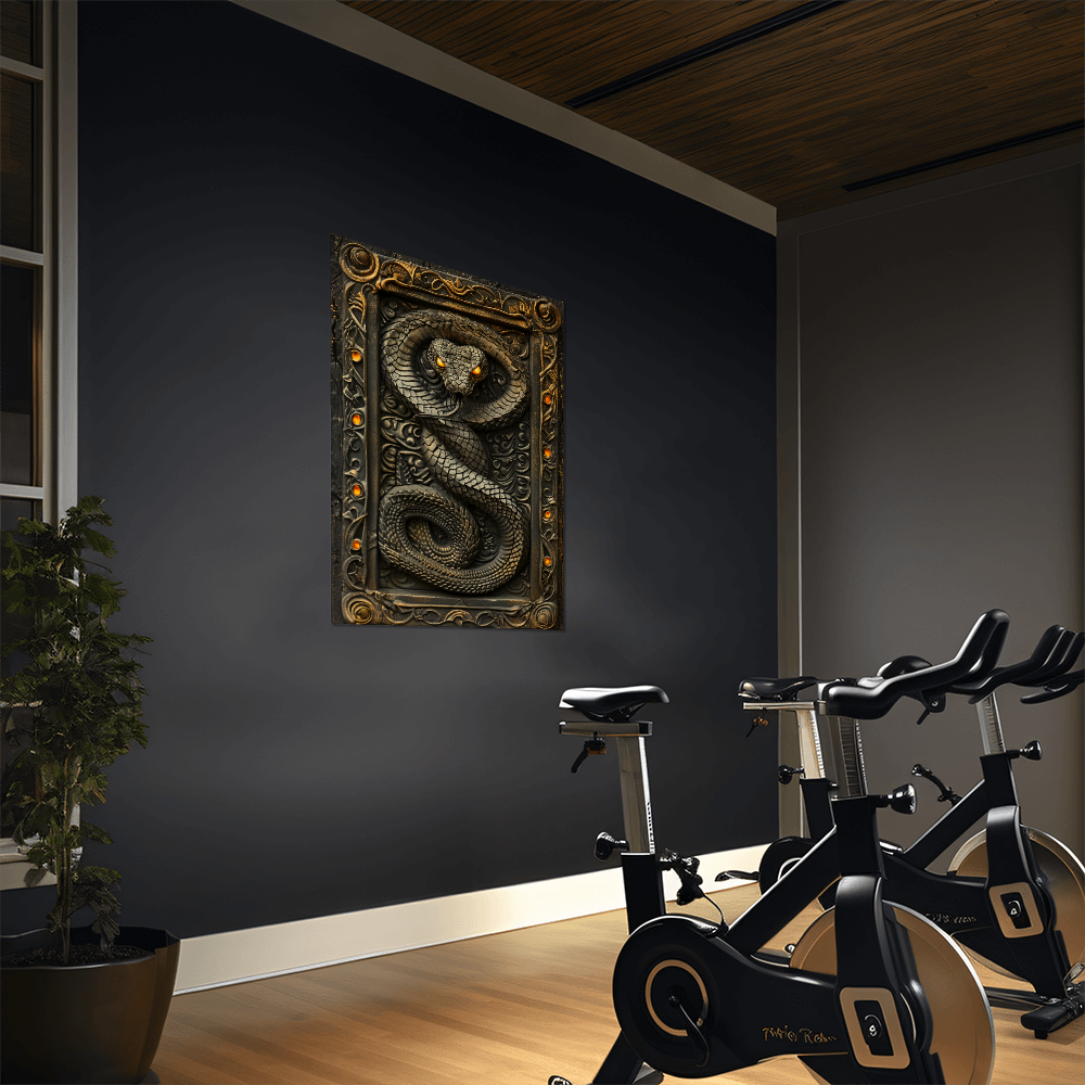 Virexis | Serpent Metal Wall Art – High Gloss Print with Embossed-Style Detail (Not 3D)