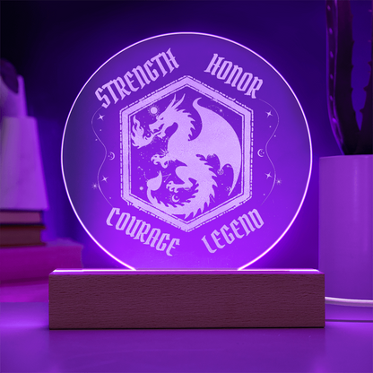 Dragon Legend LED Light – Strength Honor Courage Design | Fantasy Acrylic Lamp Gift for Him