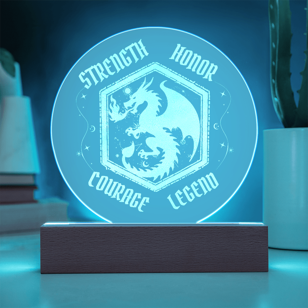 Dragon Legend LED Light – Strength Honor Courage Design | Fantasy Acrylic Lamp Gift for Him